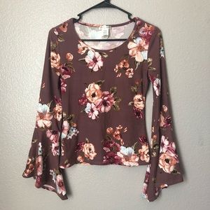 Floral Bell Sleeved Top